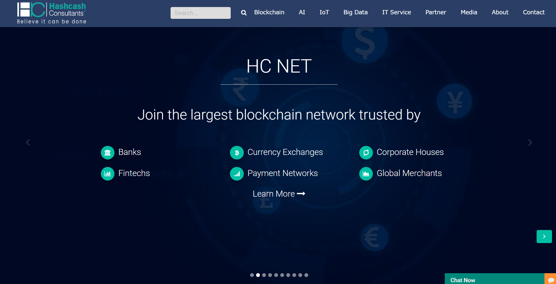 hashcash consultants homepage screen