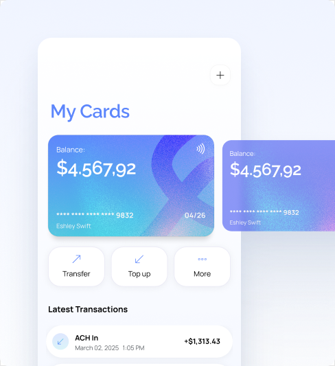 ewallet demonstration of function "Me cards"
