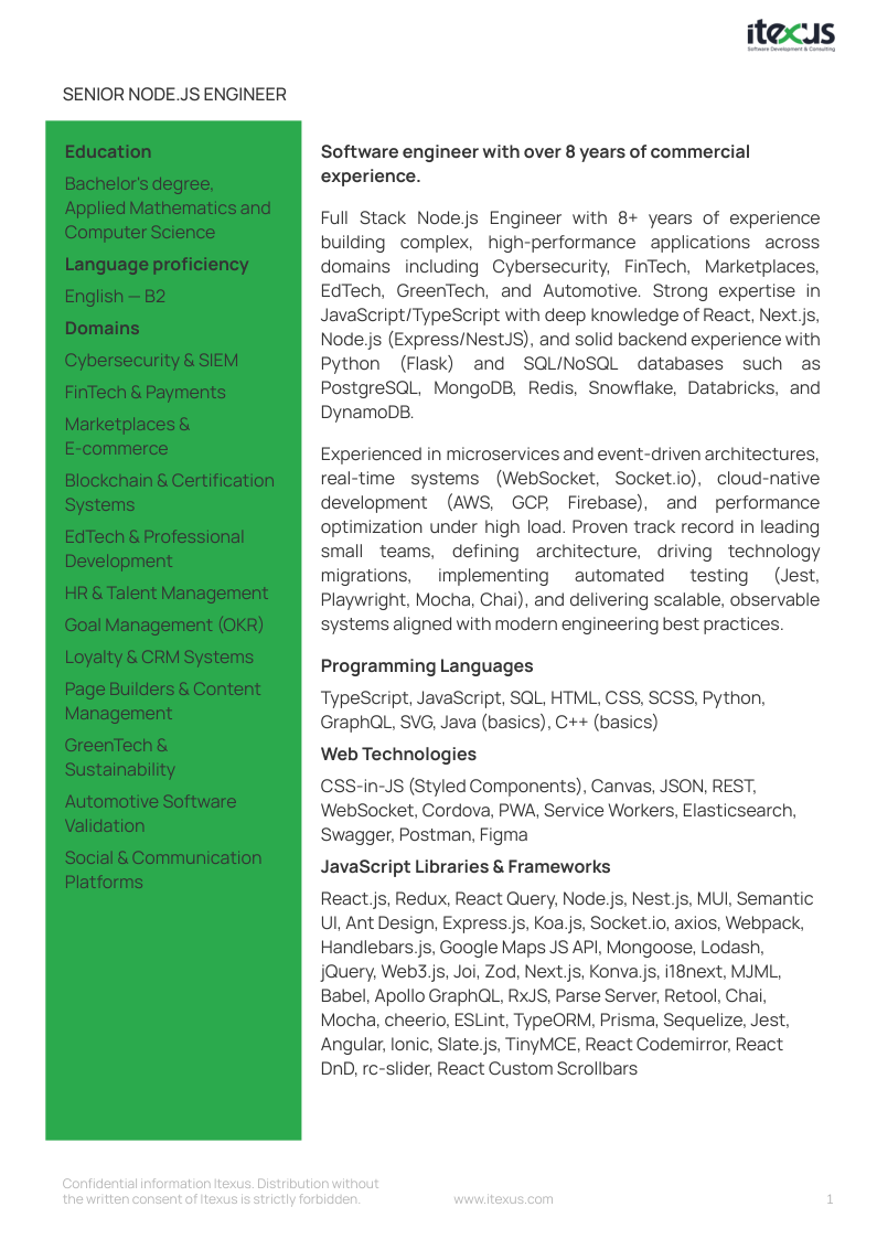 Senior Node.JS developer