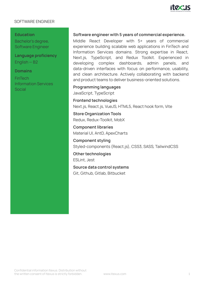 middle react developer